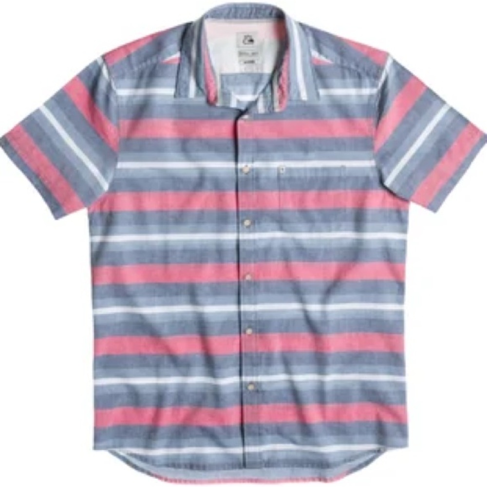 Quiksilver Casual Button Down Shirt Blue and Pink